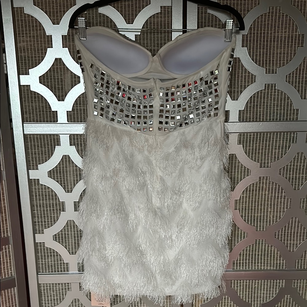 SHEIN Silver White Strapless Embellished Bustier Dress - Picture 7 of 9